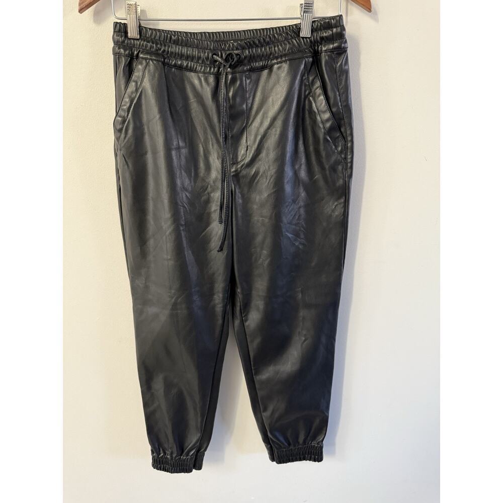 Dollhouse Pants Womens Medium Black Faux Leather Jogger Moto Biker Tapered City
